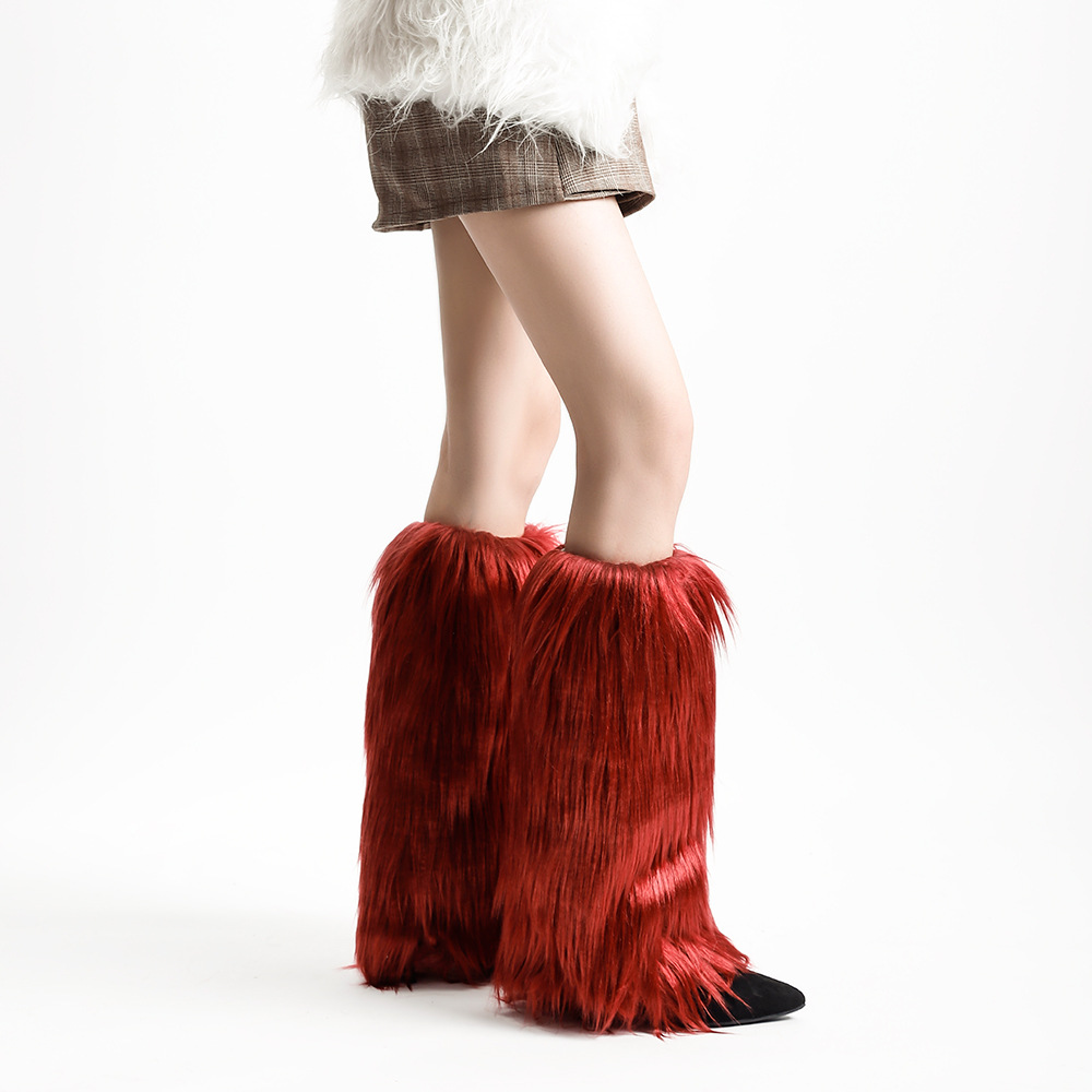 Fluffy Faux Fur Leg Warmers Winter Plush Boot Covers Thick Fuzzy Leg Covers